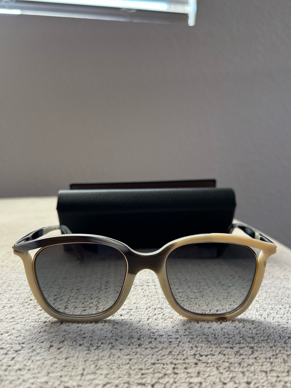 Victoria Beckham White Tortoise Cut Away Sunglasses